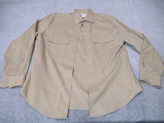 US Army AGSU Men's Heritage Tan 566 Long Sleeve Shirt 22.5in Pit to Pit