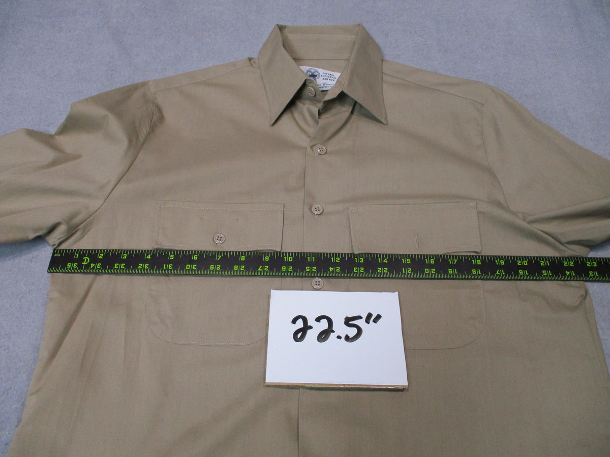 US Army AGSU Men's Heritage Tan 566 Long Sleeve Shirt 22.5in Pit to Pit