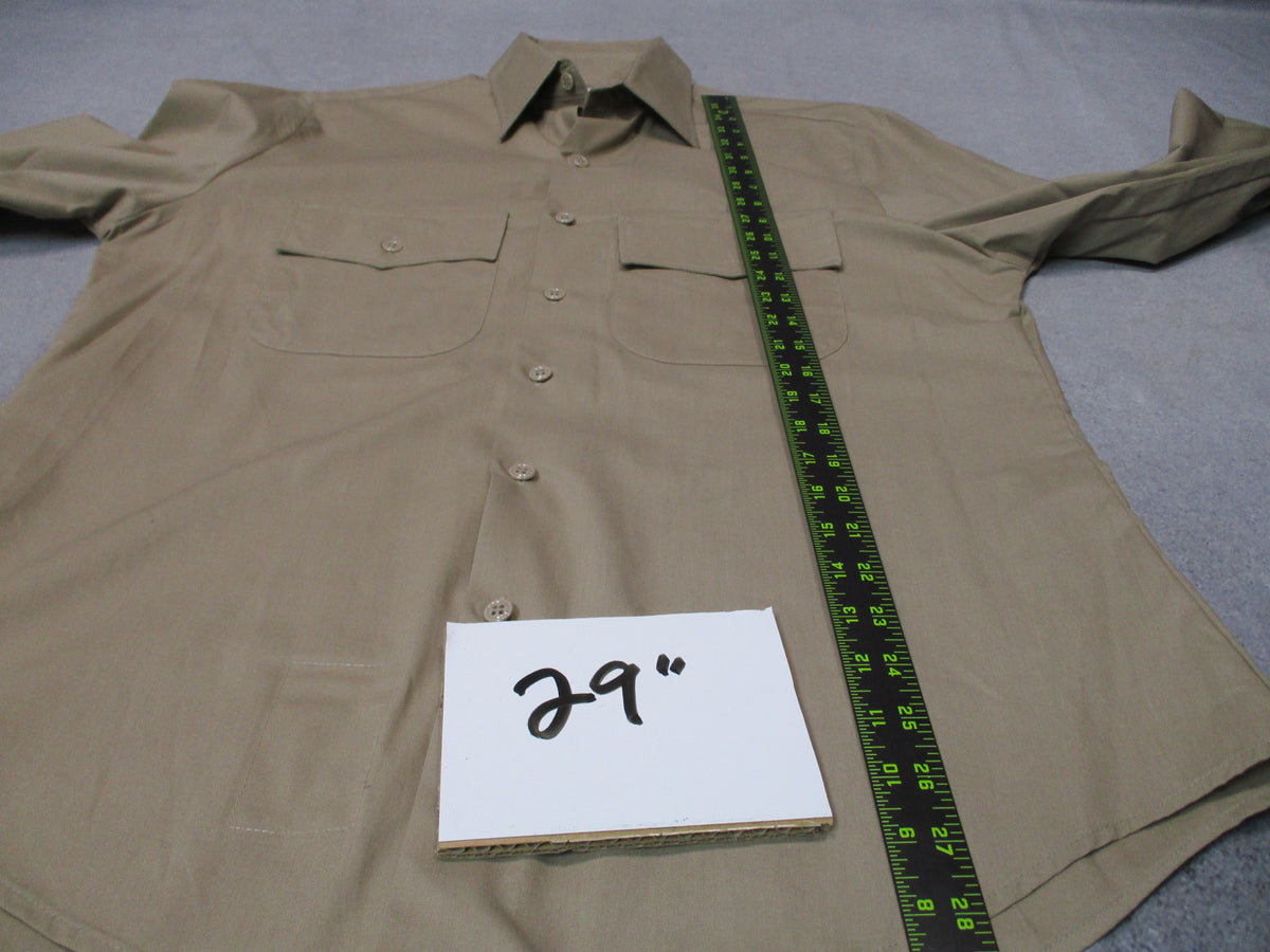 US Army AGSU Men's Heritage Tan 566 Long Sleeve Shirt 22.5in Pit to Pit