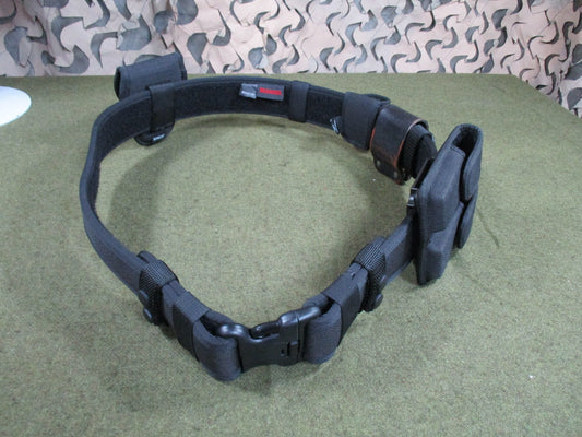 Bianchi Duty Belt Set Black Nylon Approx XL 49in Mag Cuff Radio Baton Holders
