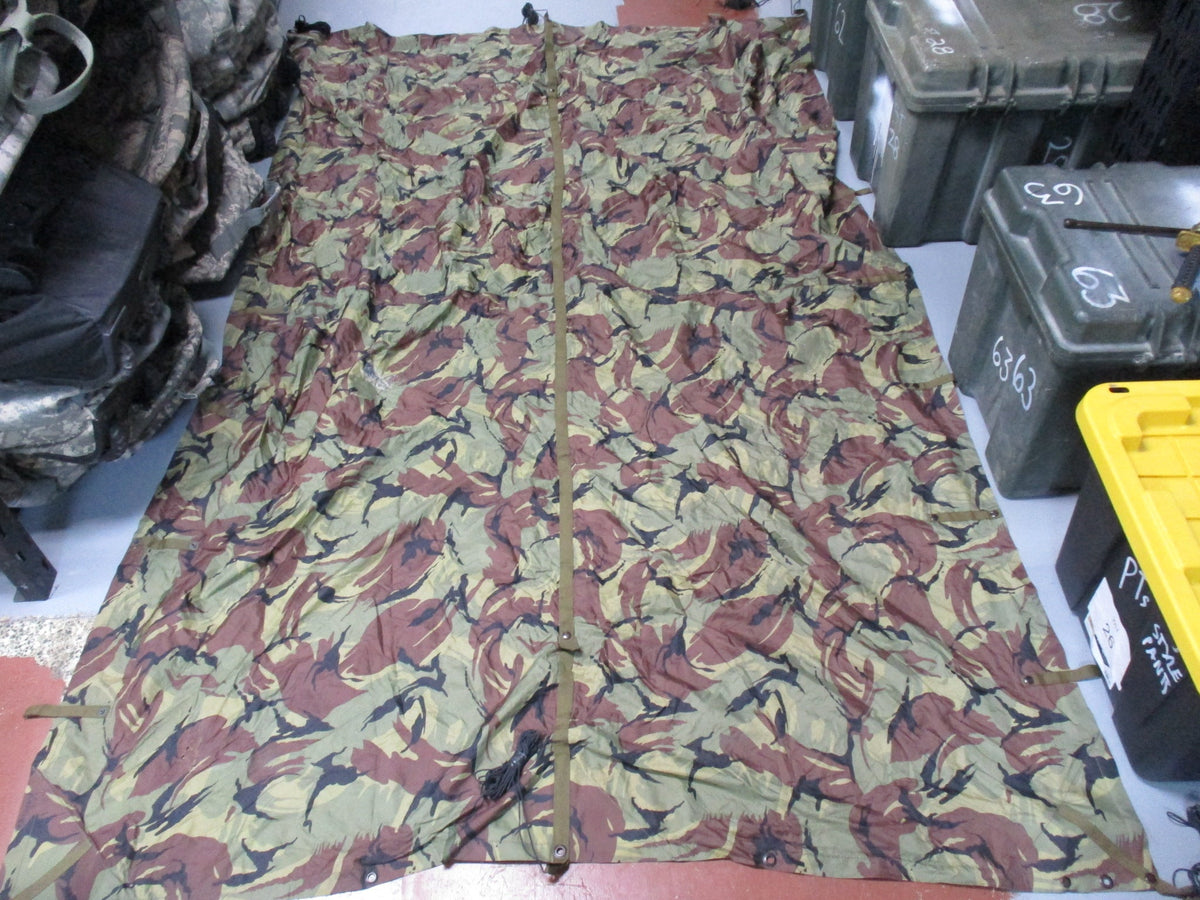 British Military DPM Basha Tarp Shelter Bivy w 4 Cord Bundles Used Good - Centex Military Gear