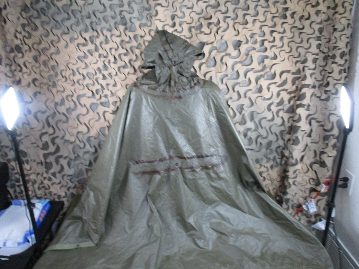 German Bundeswehr Military Poncho OD Green Rain Cape Shelter Used Good
