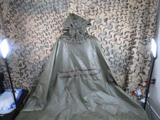 German Bundeswehr Military Poncho OD Green Rain Cape Shelter Used Good