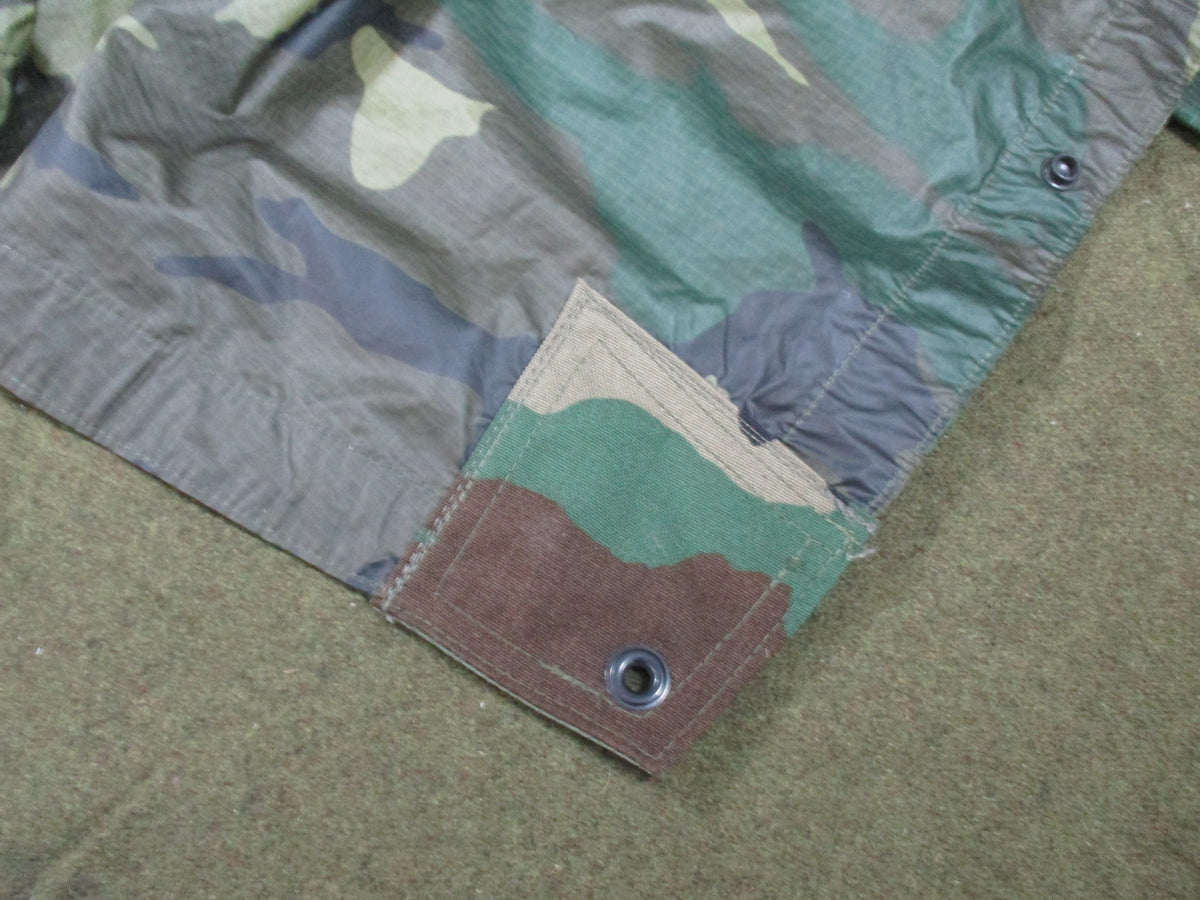 USGI Woodland M81 Military Poncho Rain Cape Shelter Repaired Grommet Used