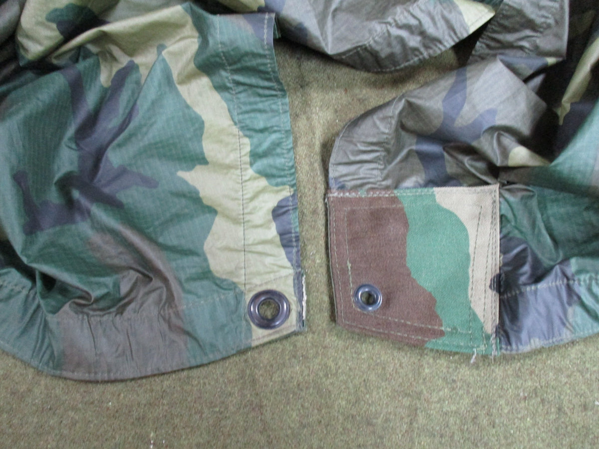 USGI Woodland M81 Military Poncho Rain Cape Shelter Repaired Grommet Used