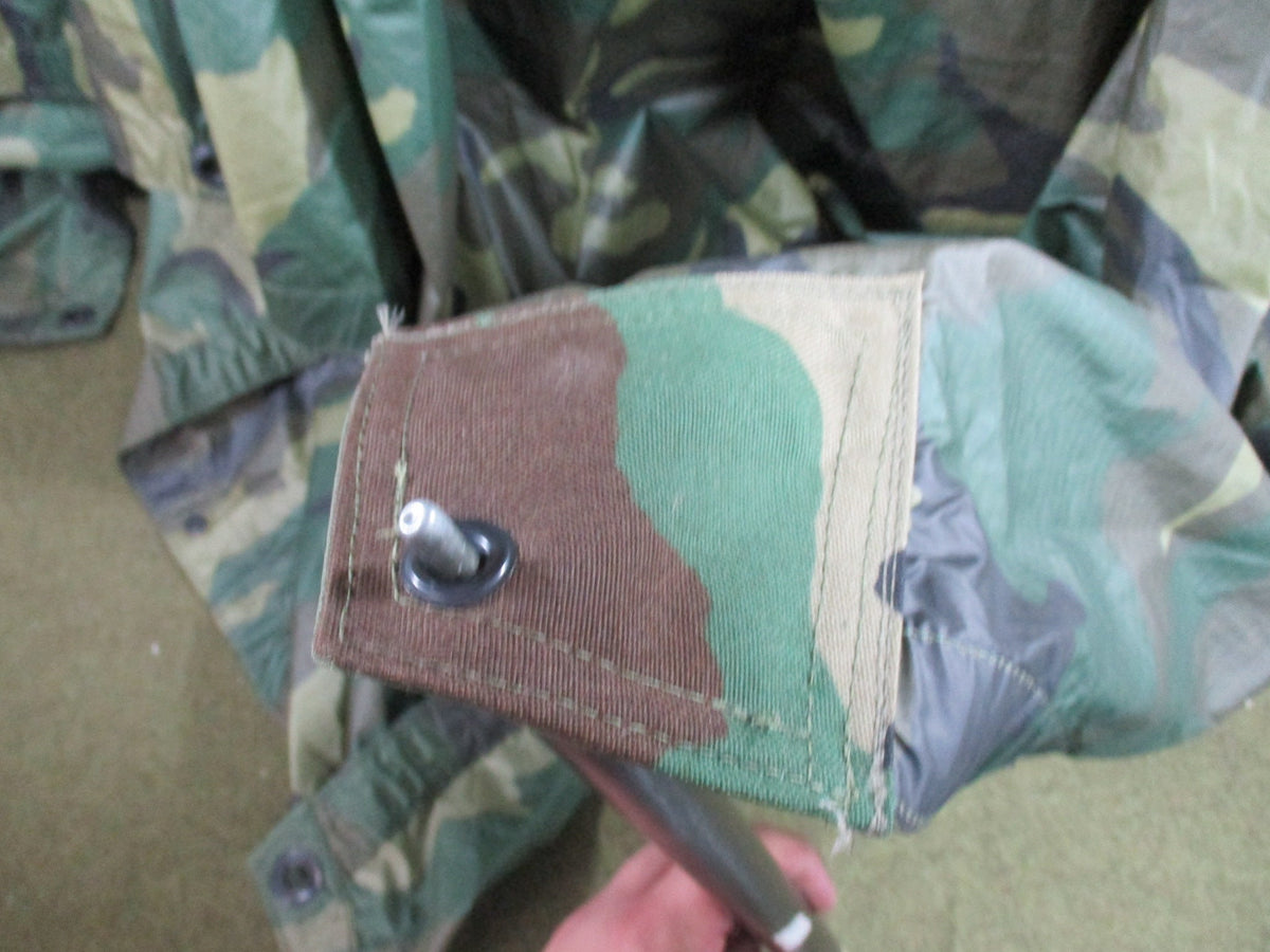 USGI Woodland M81 Military Poncho Rain Cape Shelter Repaired Grommet Used
