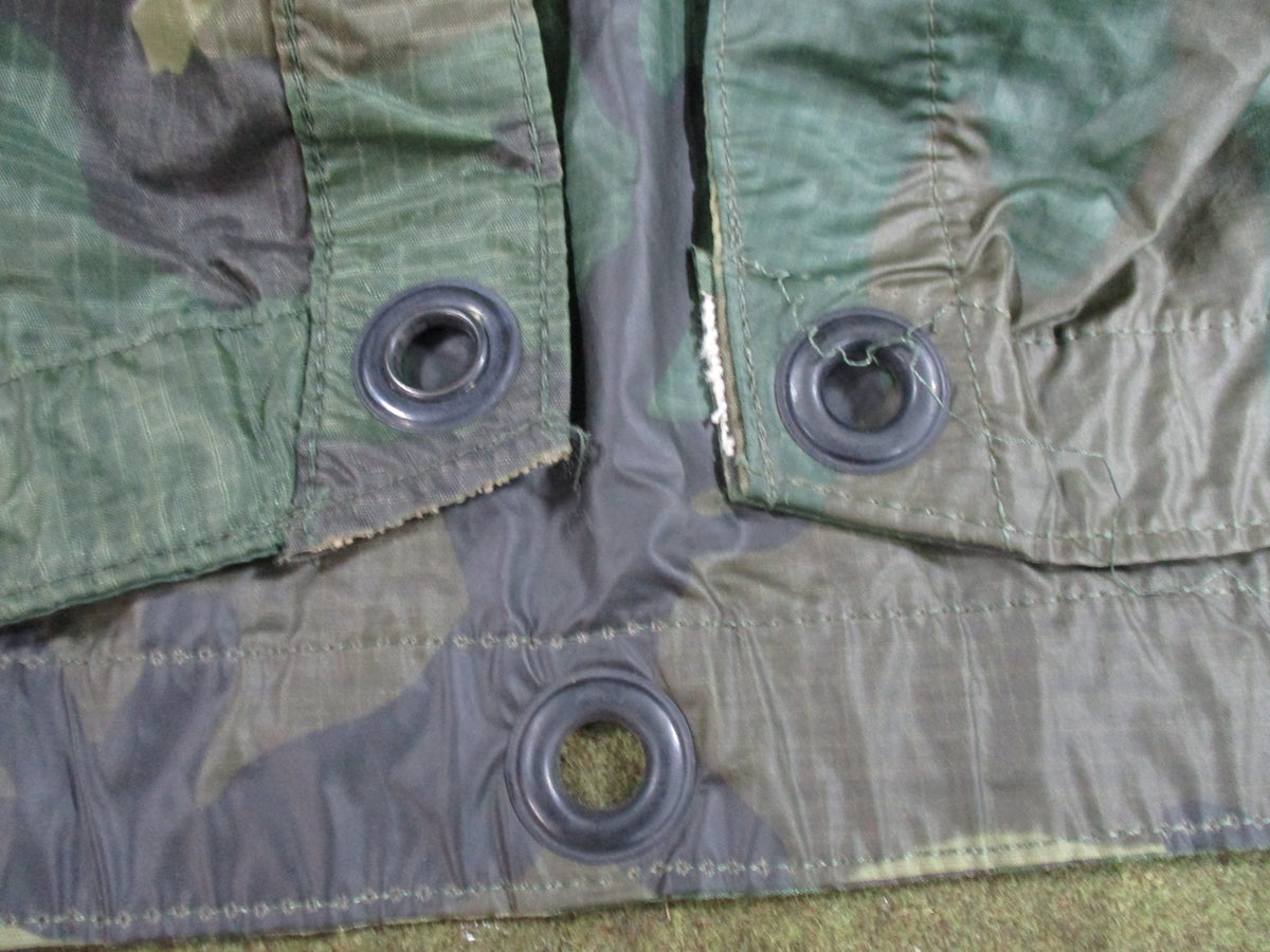 USGI Woodland M81 Military Poncho Rain Cape Shelter Repaired Grommet Used