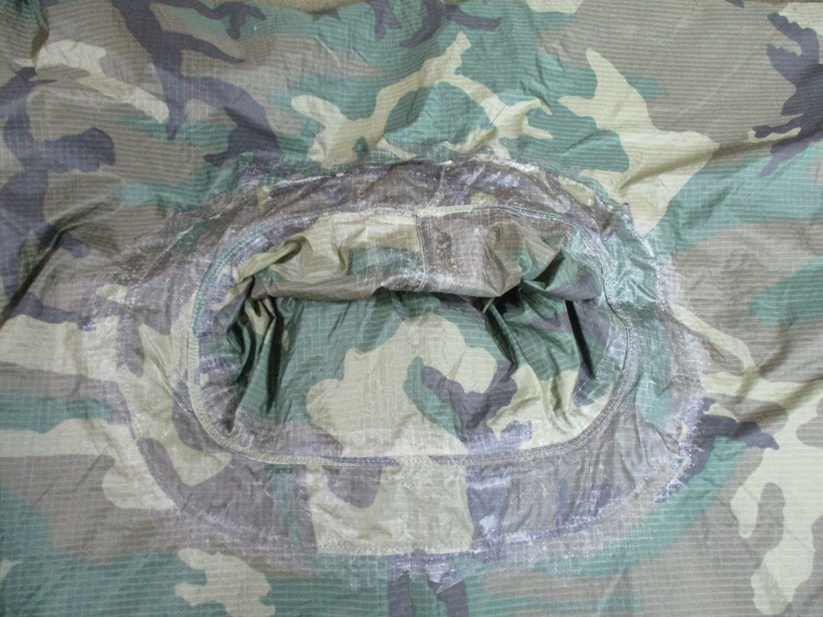 USGI Woodland M81 Military Poncho Rain Cape Shelter Repaired Grommet Used