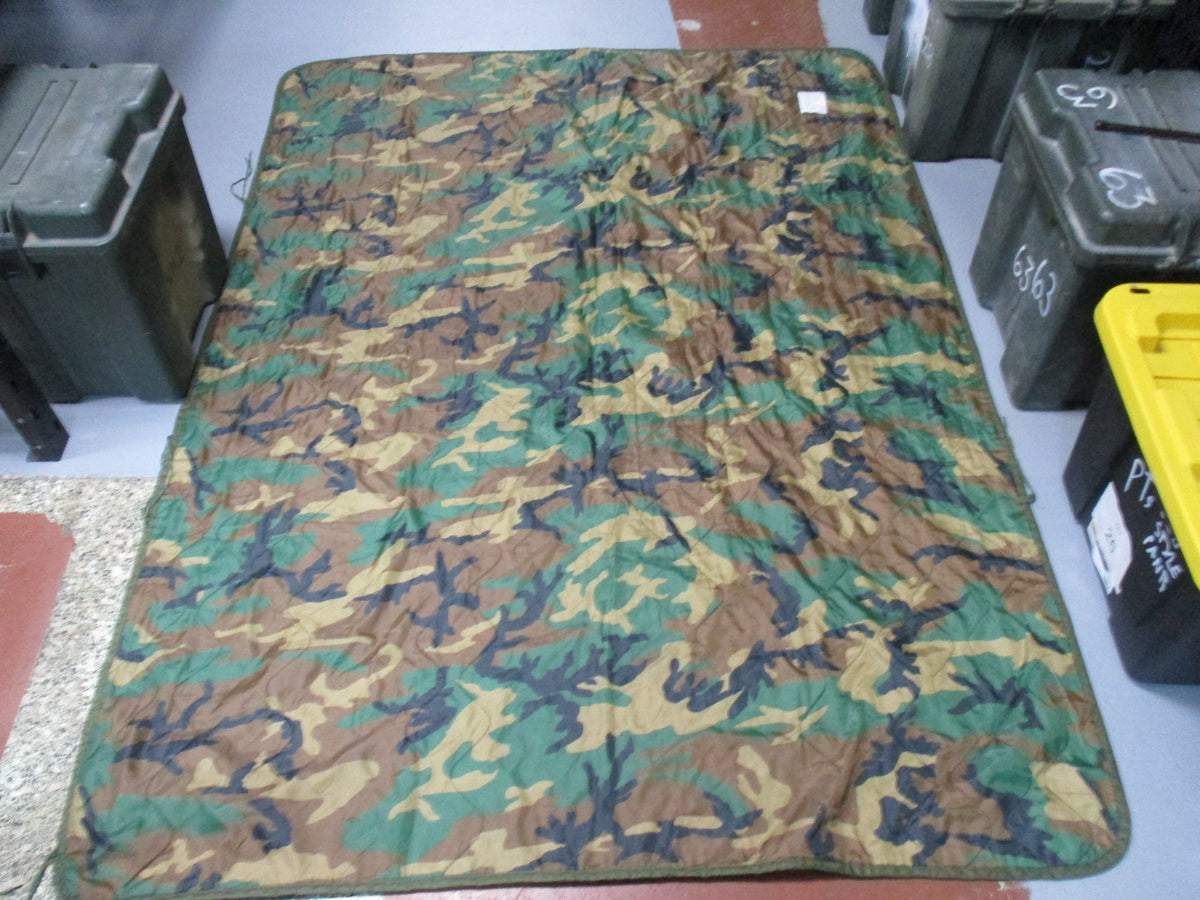 USGI Woodland Poncho + Commercial Woobie Liner Set Used Fair Field Gear