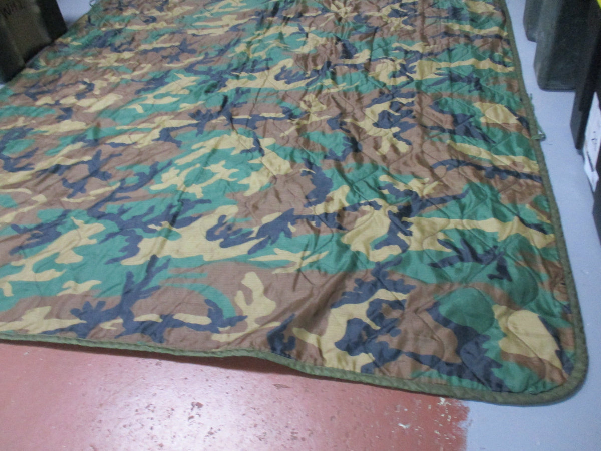 USGI Woodland Poncho + Commercial Woobie Liner Set Used Fair Field Gear
