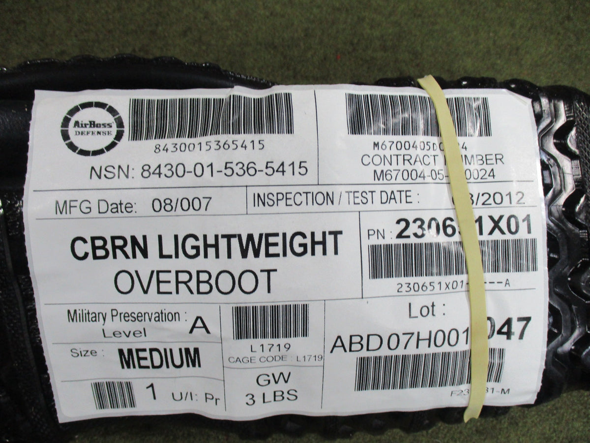 AirBoss Defense USGI CBRN Lightweight Overboots Medium NSN 8430-01-536-5415