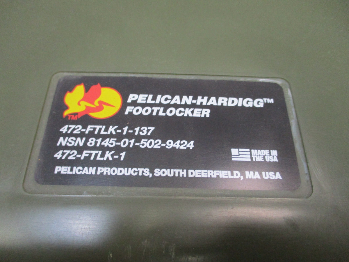 Pelican Hardigg Military Footlocker OD Green 472-FTLK-1-137 2 Trays Wheels