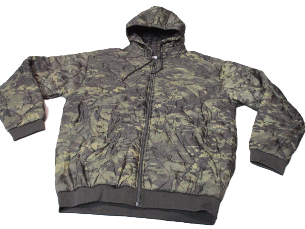Woobie Gear Black Camo Full Zip Quilted Hoodie Jacket 3XL Nylon New Without Tags - Centex Military Gear