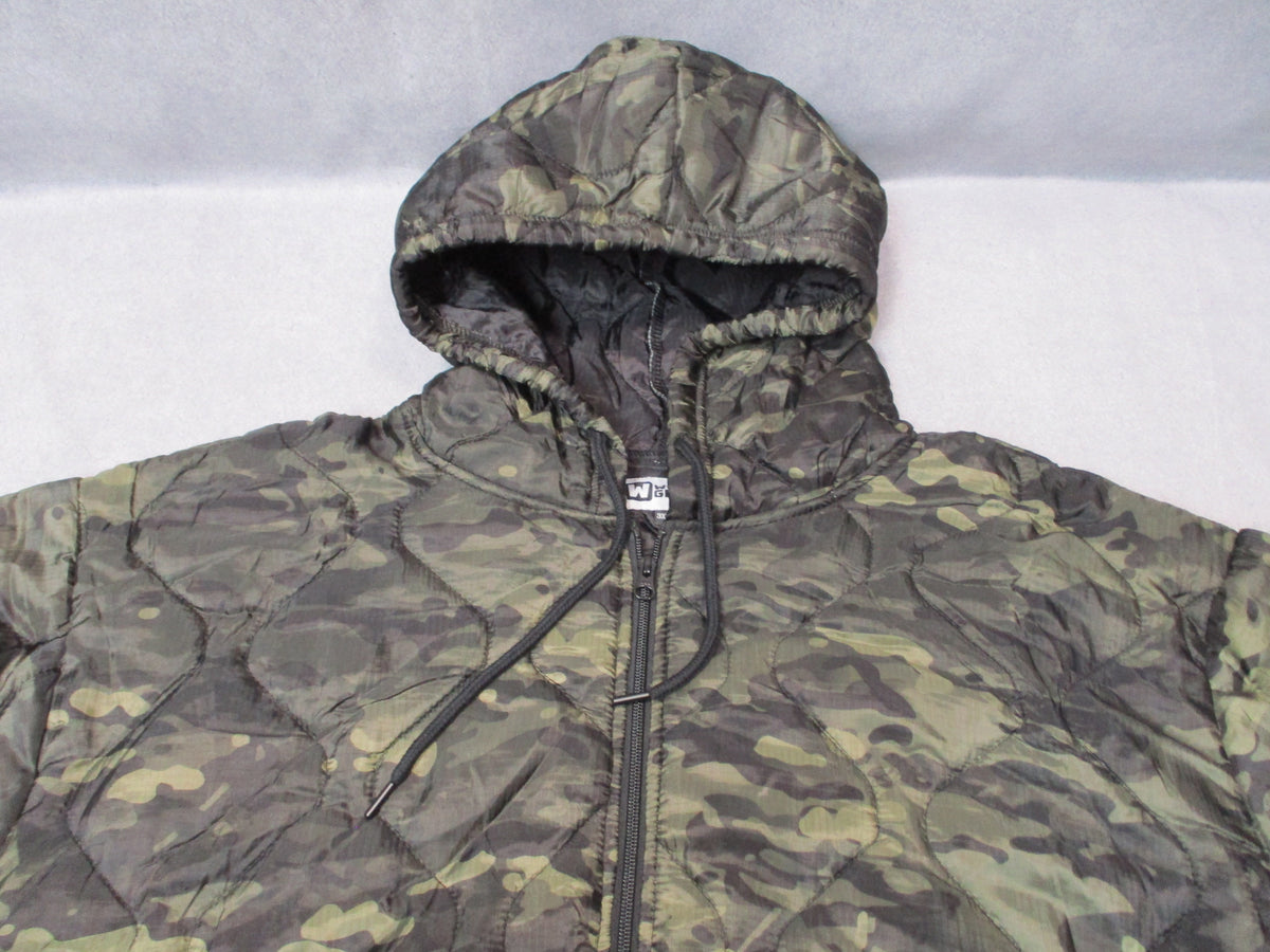 Woobie Gear Black Camo Full Zip Quilted Hoodie Jacket 3XL Nylon New Without Tags - Centex Military Gear
