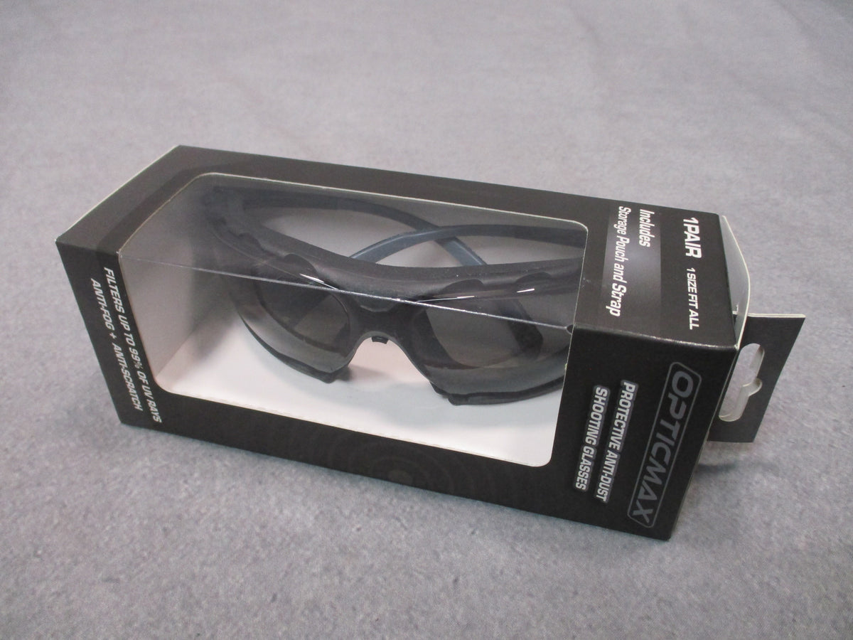 OpticMax 1400/ND Shooting Safety Glasses Gray Lens Anti-Fog Foam Lined New Box - Centex Military Gear