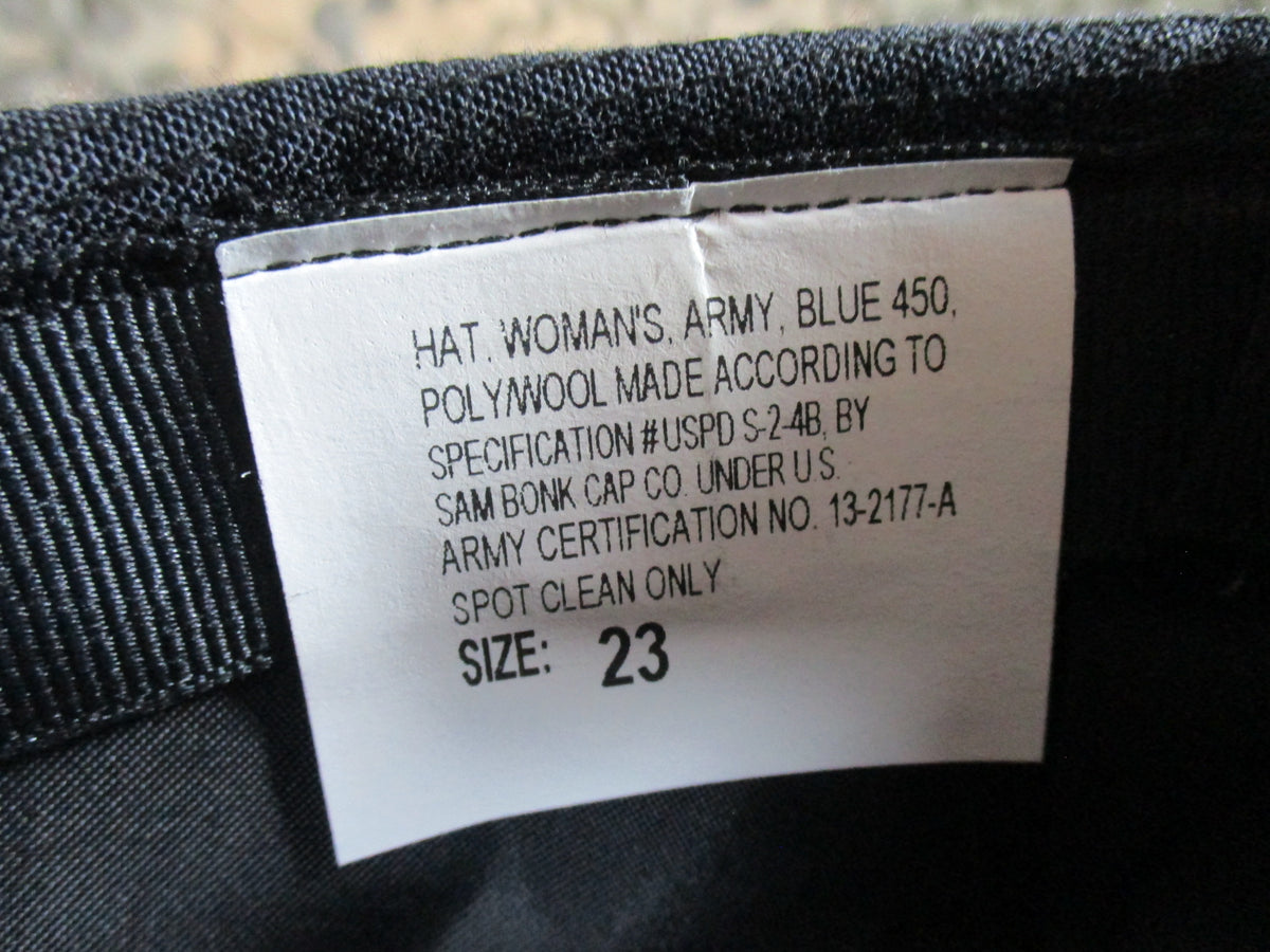 US Army Women's Blue 450 Dress Service Hat Size 23 Bonk USA Eagle Badge
