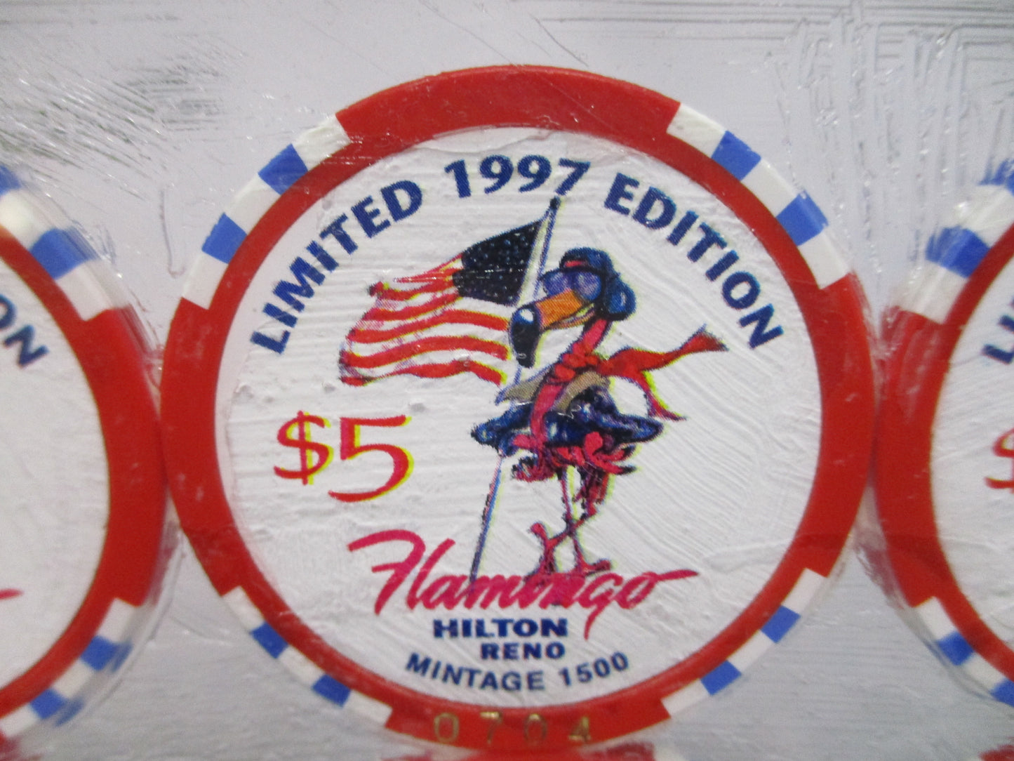Flamingo Hilton Reno Flight for Freedom Casino Chip Display 12 Chip Framed 1997