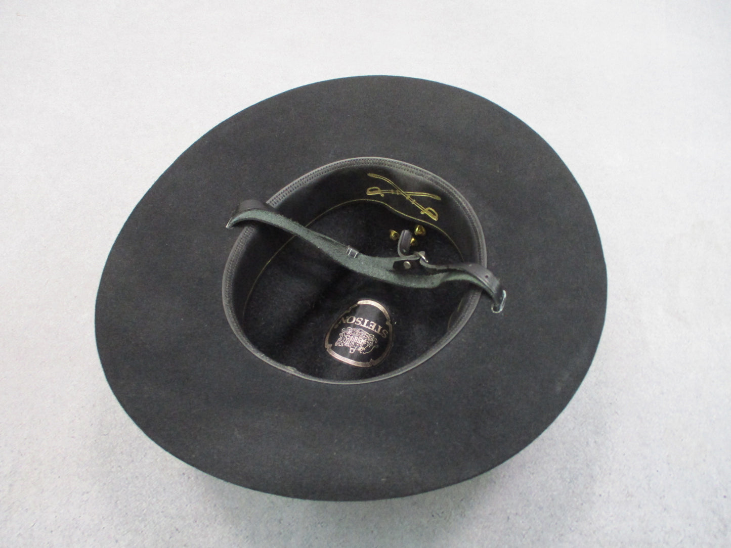 John B Stetson US Army 2nd Cavalry Hat PFC Size 6 3/4 Black Felt Used Blue Acorn