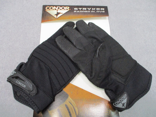 Condor Stryker Padded Tactical Gloves Black Full Finger HK226 Sizes 8-12