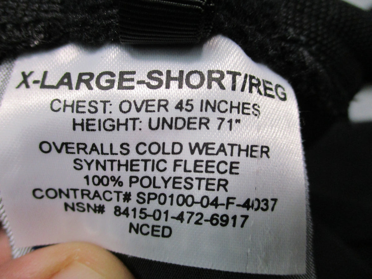 USGI Polartec Cold Weather Fleece Bib Overalls ECWCS Black Military Pants