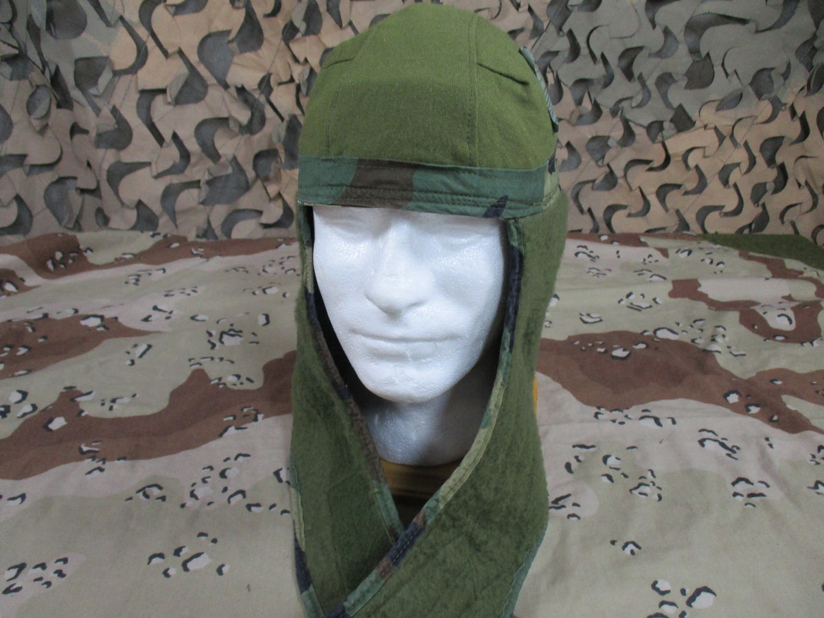 USGI Woodland Cold Weather Insulating Helmet Liner Cap Ear Flaps Army Surplus