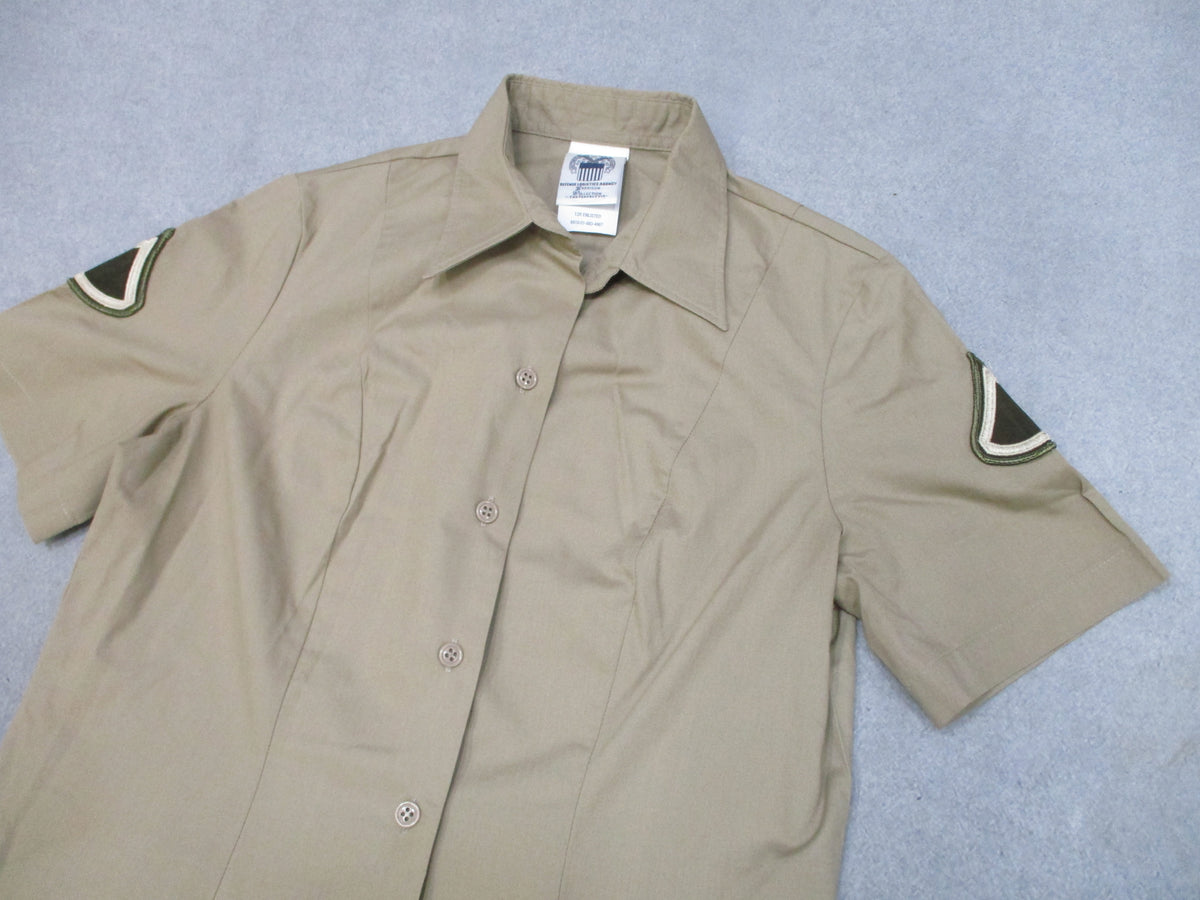 US Army AGSU Women's Short Sleeve Overblouse 12R Tan 566 PFC Dress Shirt