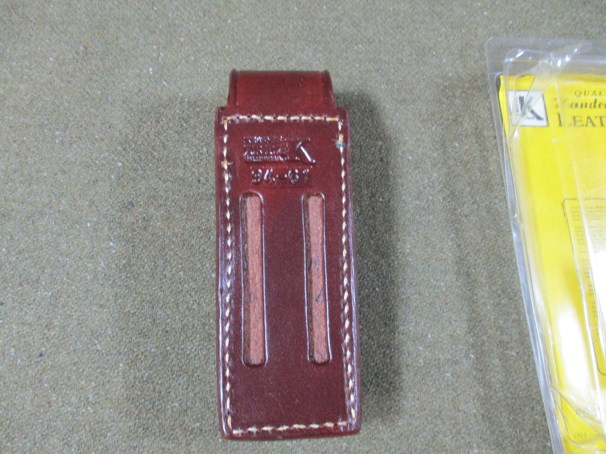 Triple K 94-61 Double Stack .45 Magazine Pouch Walnut Leather Duty Gear NOS