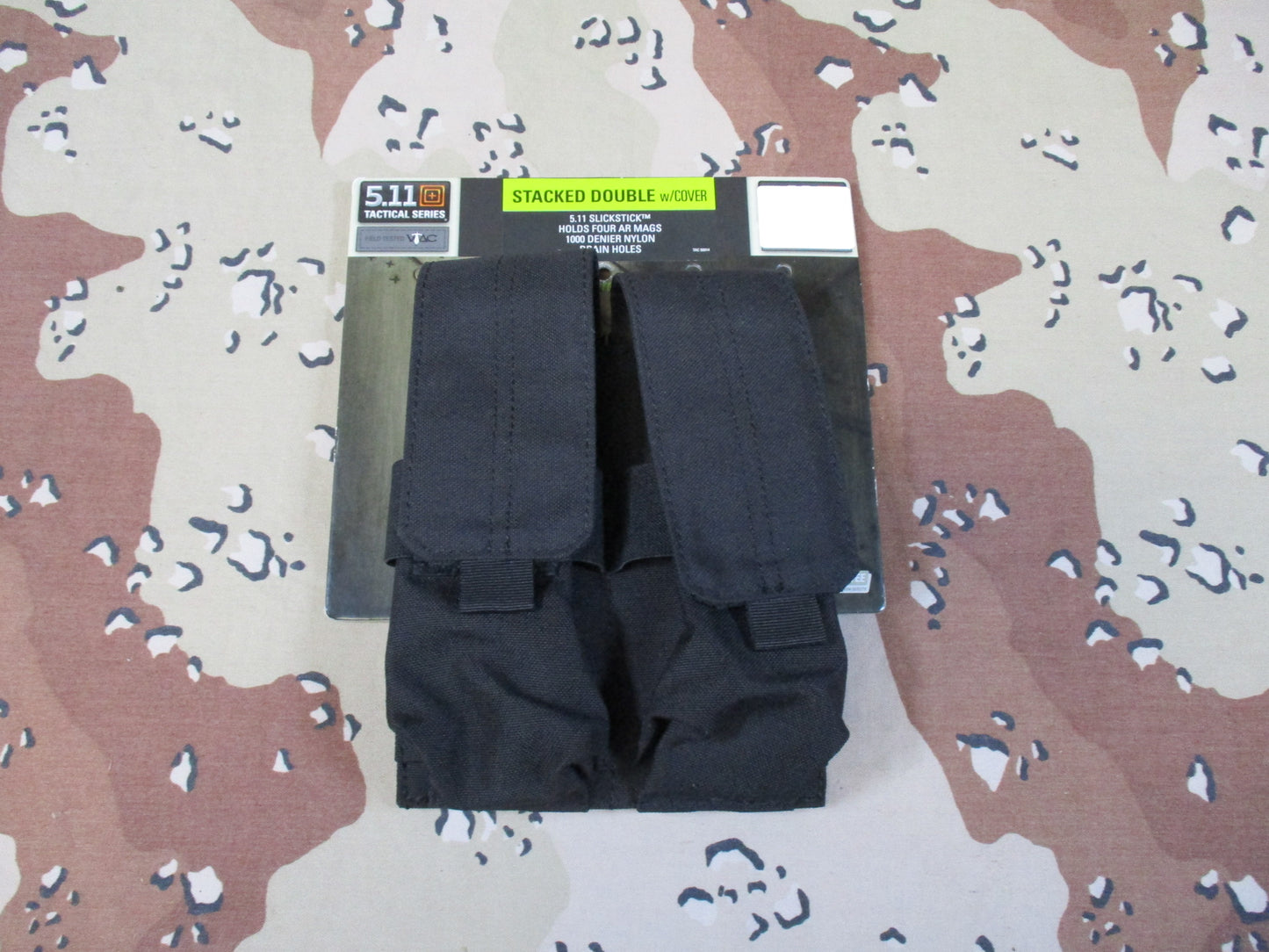 5.11 Tactical Stacked Double Mag Pouch w/Cover – Black – SlickStick – Holds 4