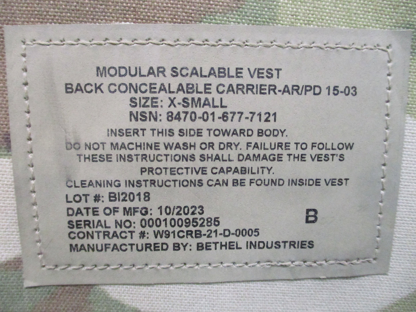 MODULAR SCALABLE VEST CONCEALABLE CARRIER XSMALL w Soft Armor OCP Scorpion