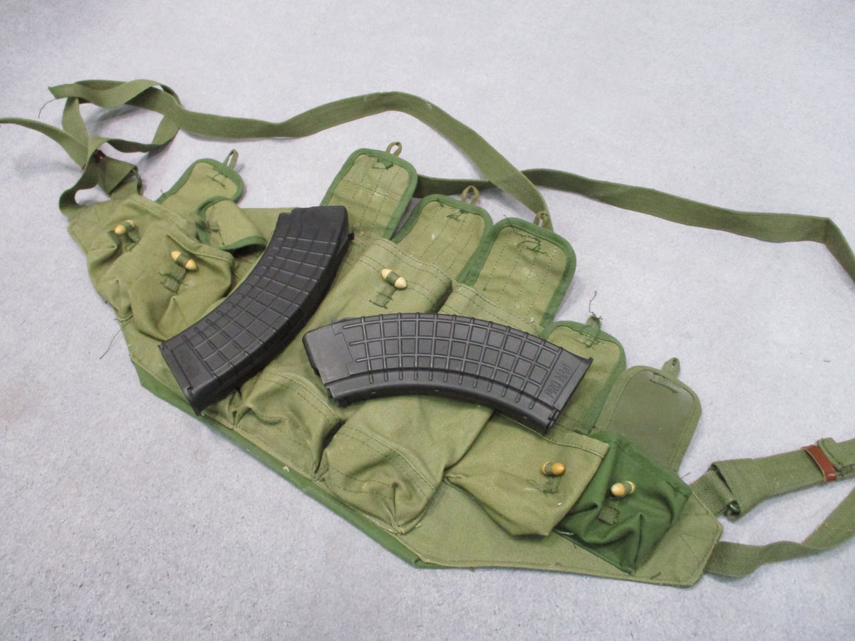 Original Chinese Type 56 Chest Rig OD Green 3 Cell Magazine Pouch Surplus
