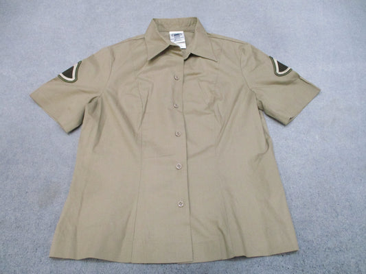 US Army AGSU Women's Short Sleeve Overblouse 12R Tan 566 PFC Dress Shirt