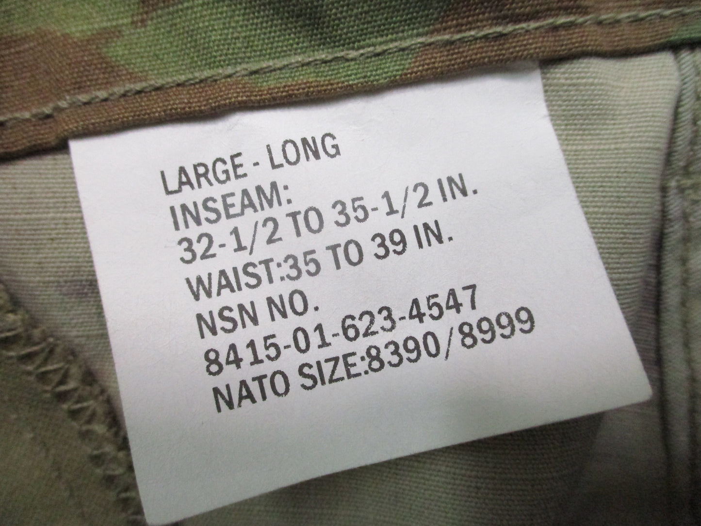 NEW USGI Scorpion OCP ACU Combat Uniform Trousers Large Long 8415-01-623-4547
