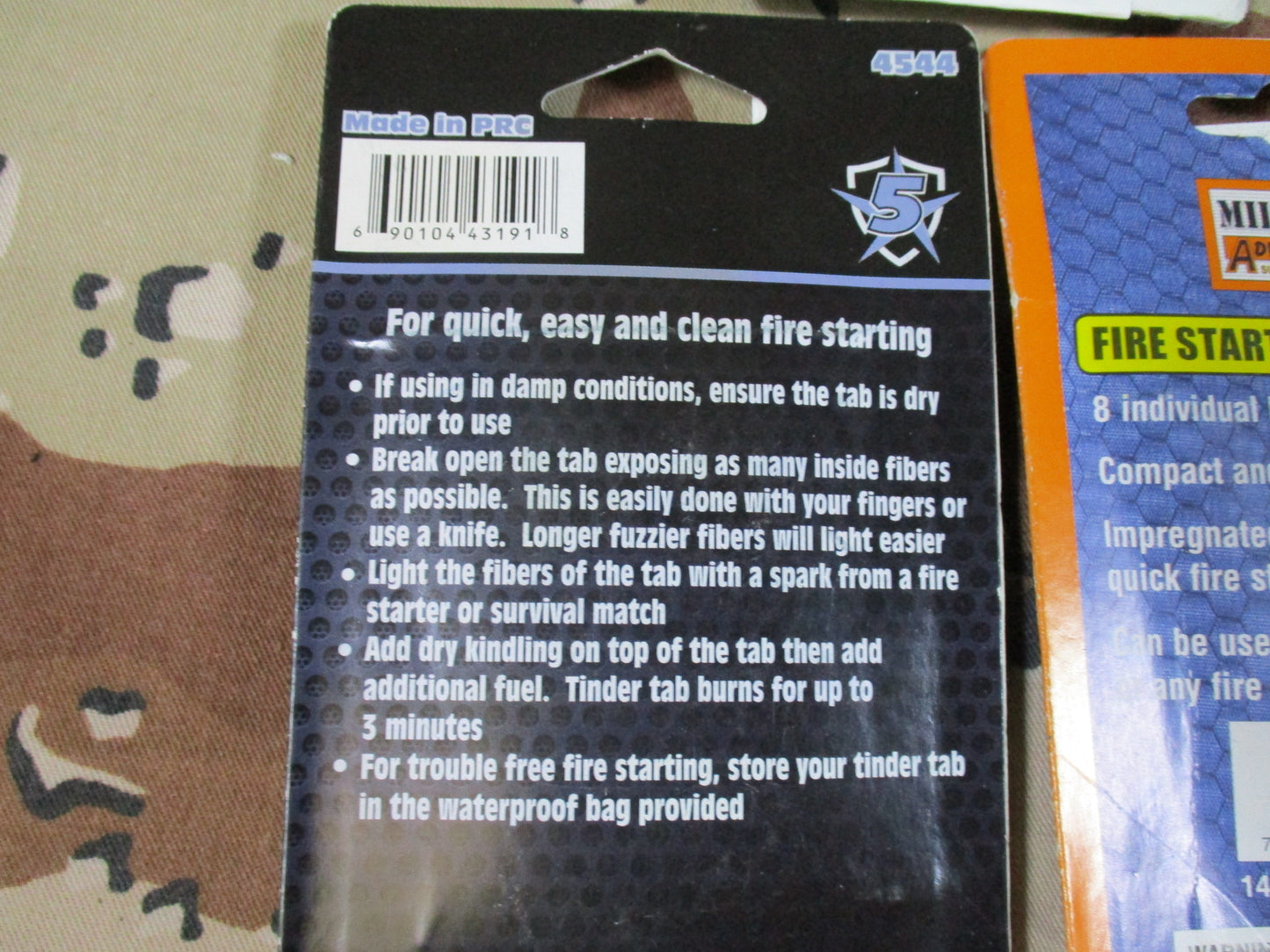 Survival Gear fire starting kit set fuel cubes cotton tinder magnesium striker