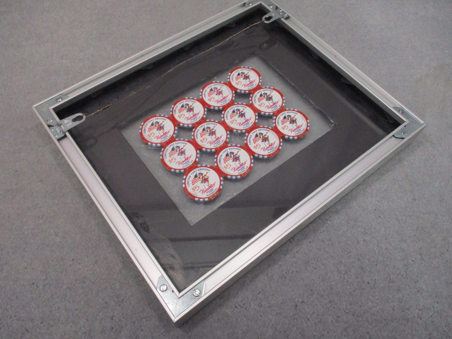 Flamingo Hilton Reno Flight for Freedom Casino Chip Display 12 Chip Framed 1997