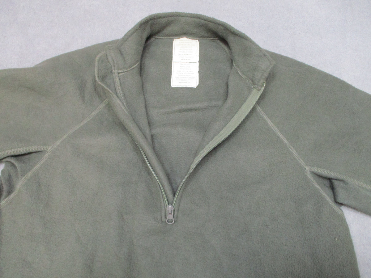 USGI Army Midweight Fleece Shirt Large Regular Foliage Green Nomex 1/4 Zip