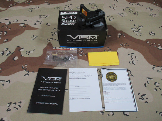 vism red dot flip dot ncstar picatinny rail optic solar powered