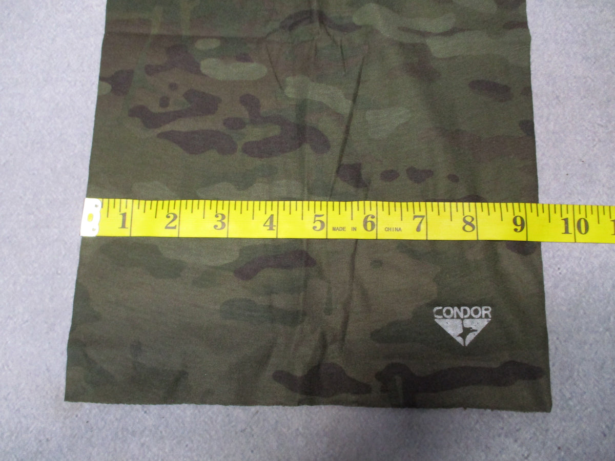 Condor MultiCam Black multi wrap neck gaiter headwear face cover shown flat