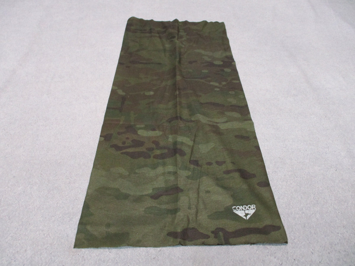 Condor MultiCam Black multi wrap neck gaiter headwear face cover displayed flat