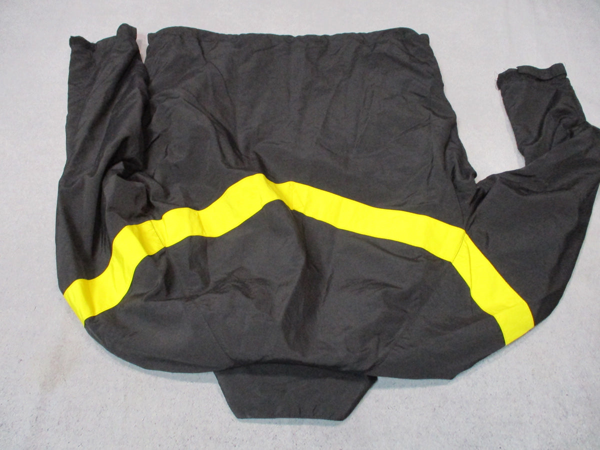 U.S. Army women's APFU PT jacket, medium short, black and yellow nylon windbreaker front view