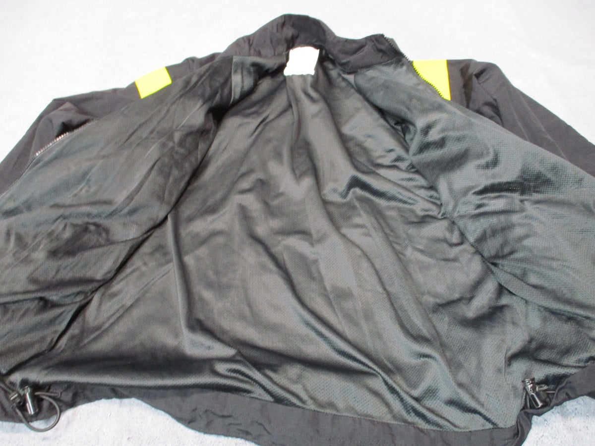 U.S. Army women's APFU PT jacket, medium short black and yellow nylon windbreaker