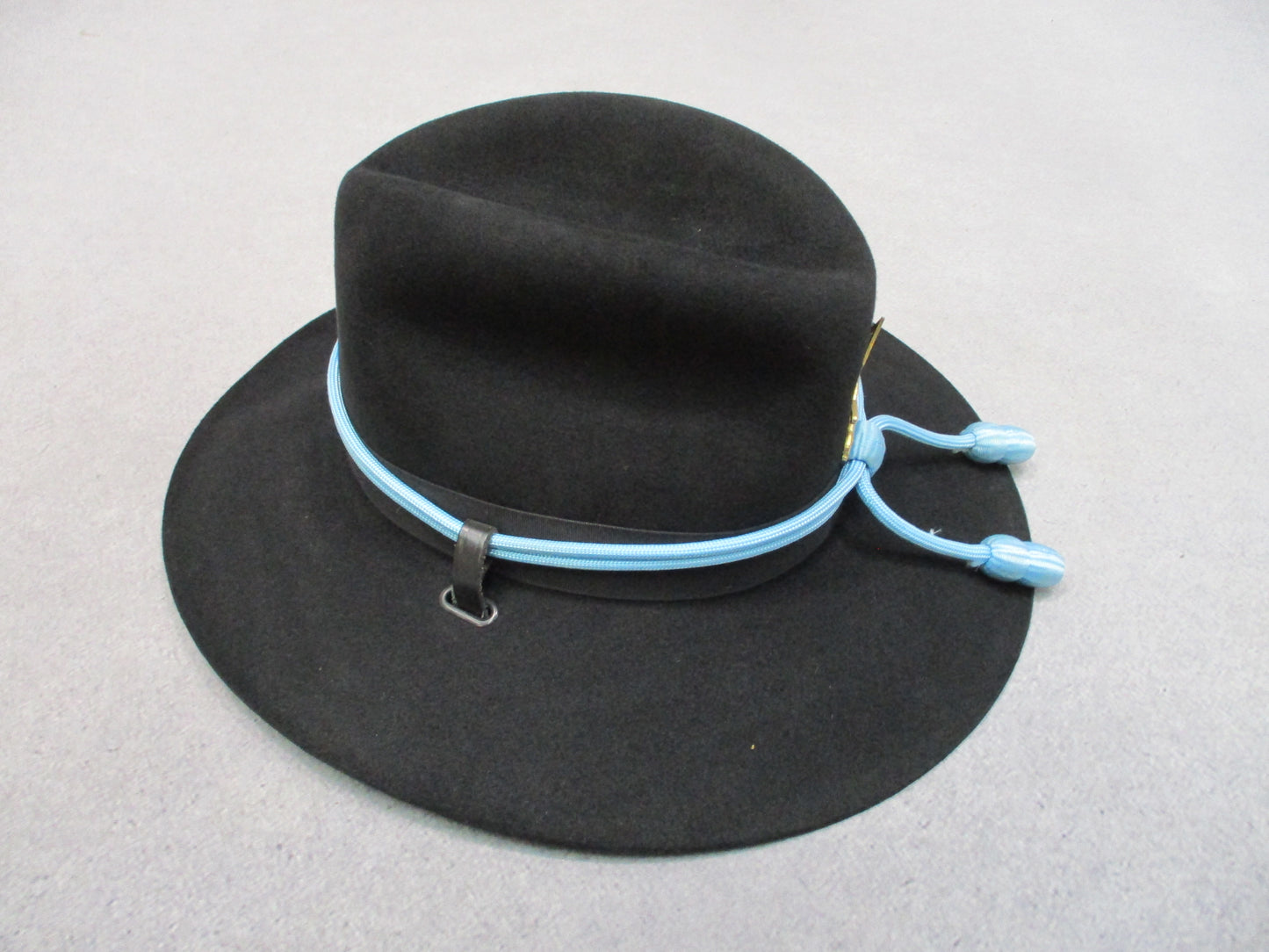 John B Stetson US Army 2nd Cavalry Hat PFC Size 6 3/4 Black Felt Used Blue Acorn
