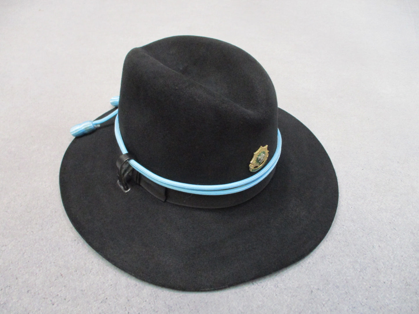 John B Stetson US Army 2nd Cavalry Hat PFC Size 6 3/4 Black Felt Used Blue Acorn