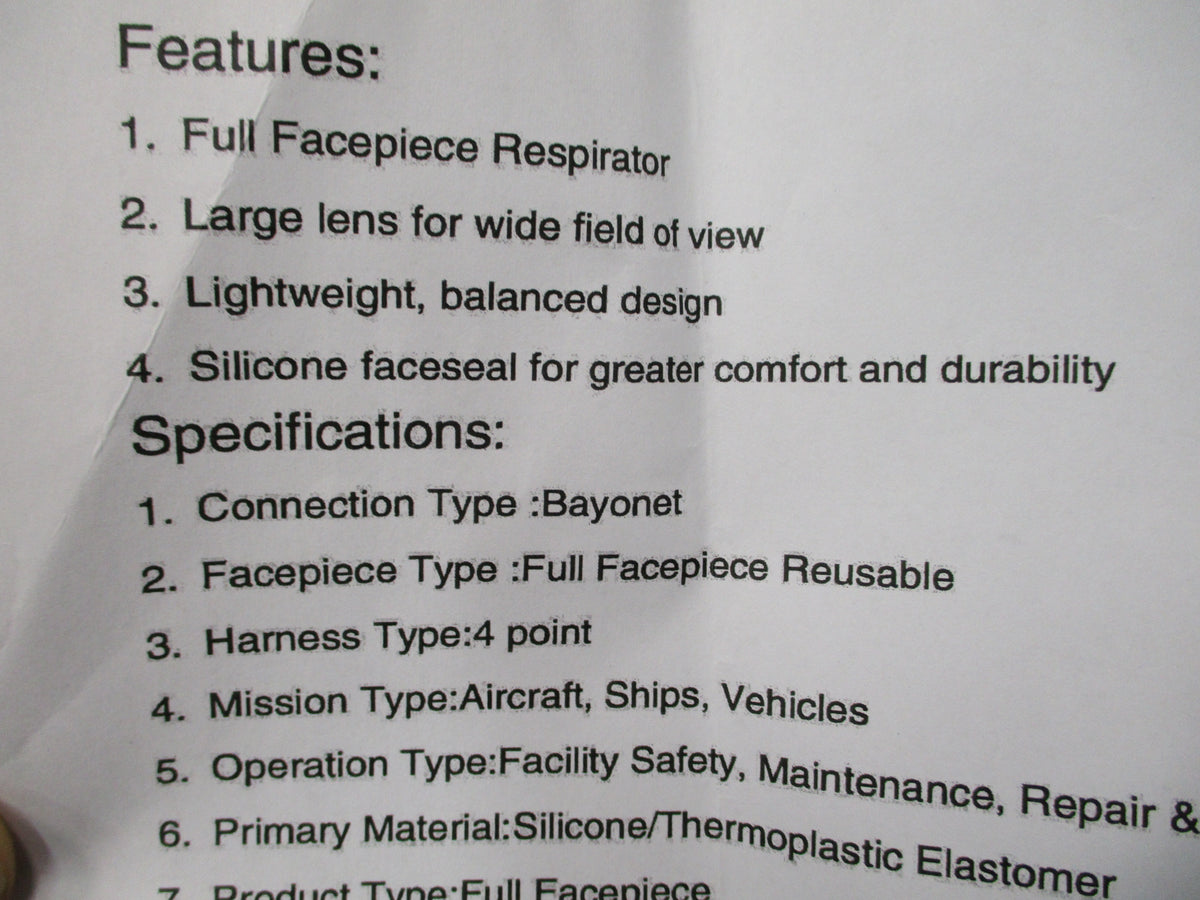 Full Face Gas Mask Respirator 40mm NATO Filter 5-Point Harness Bag Open Box