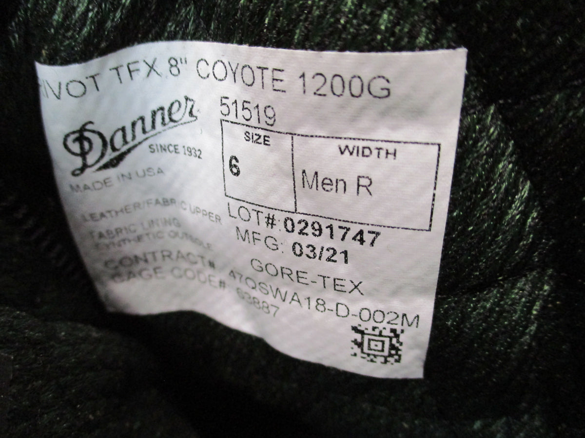 Danner Rivot TFX 1200G Gore-Tex Combat Boots 6 R Coyote 51519 New in Box - Centex Military Gear