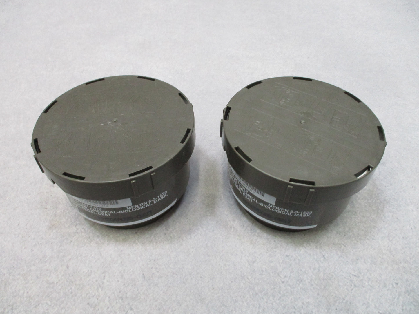 Lot of 2 USGI 40mm Gas Mask Filters C2A1 M40 NATO Threaded Canisters Sealed