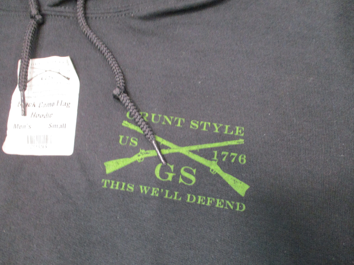 Grunt Style GS1824 Black Camo Flag Men's Hoodie Pullover Sweatshirt New NOS