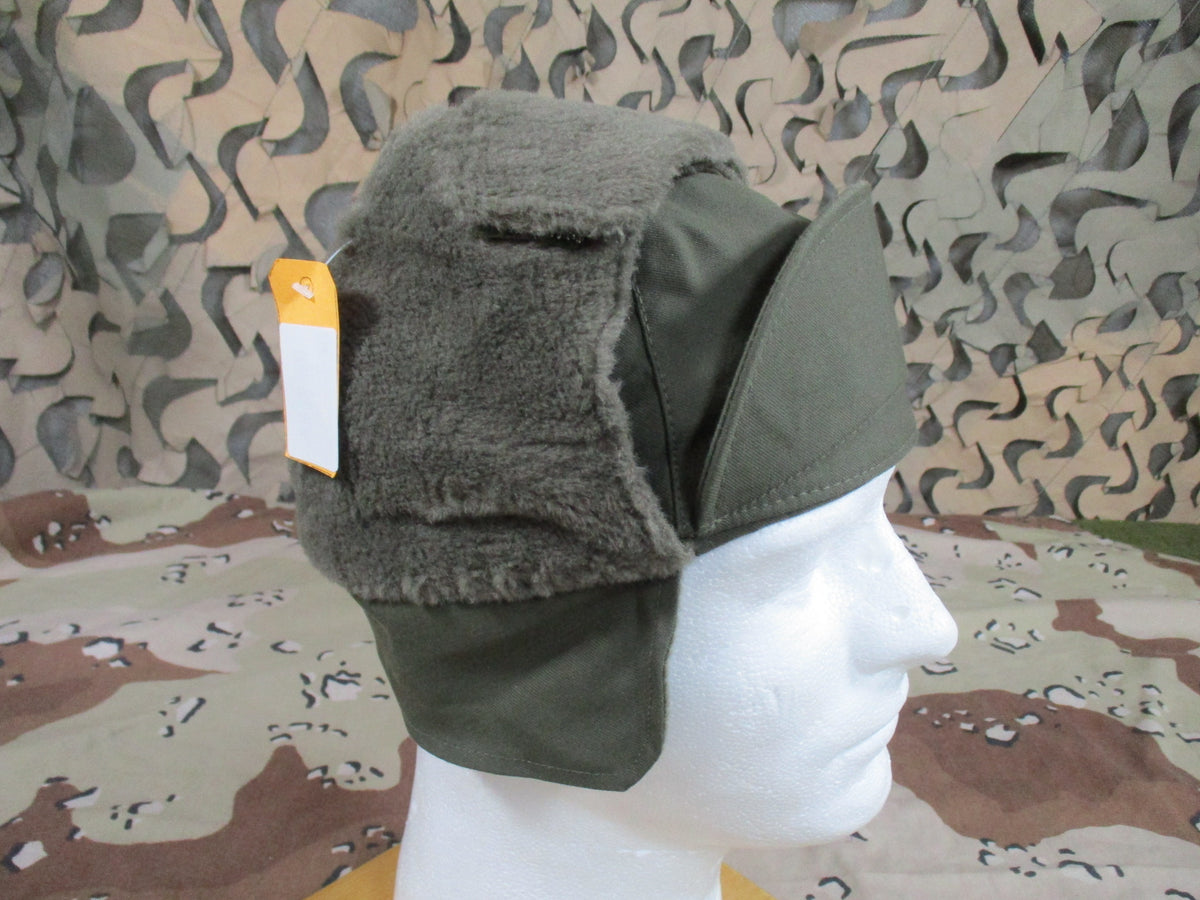 German Bundeswehr Winter Hat Size 55 Olive Green Ear Flap Cap Army Surplus