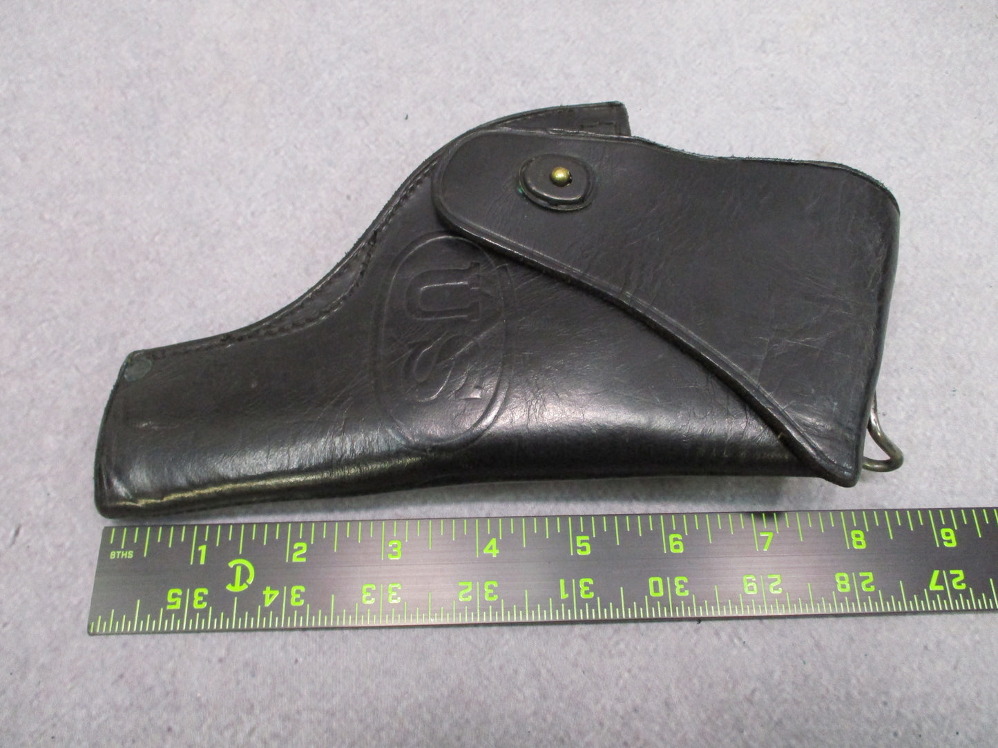 US Military Black Leather .38 Revolver Flap Holster 4 Inch Barrel USGI MP Vietna