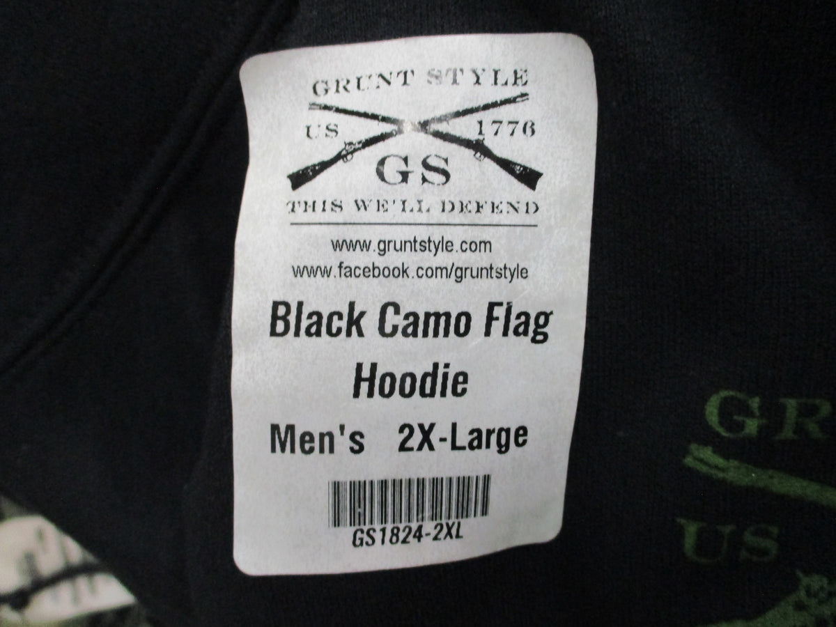 Grunt Style GS1824 Black Camo Flag Men's Hoodie Pullover Sweatshirt New NOS