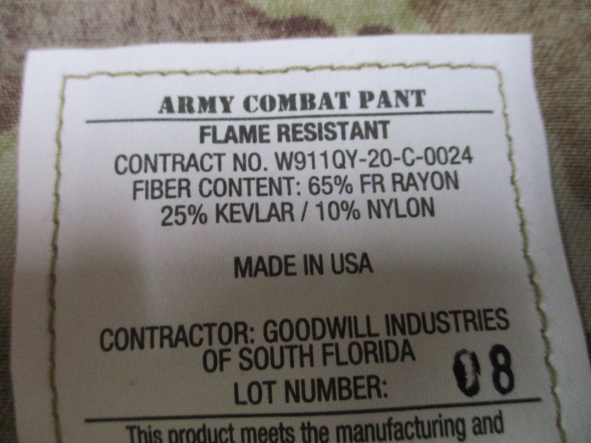USGI Army Combat Pants FR Scorpion OCP Large Short NSN 8415-01-644-0214